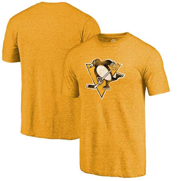 Men's Pittsburgh Penguins Fanatics Branded Distressed Team Primary Logo Tri Blend T-Shirt Gold FengYun,We sell and wholesale Men's Pittsburgh Penguins Fanatics Branded Distressed Team Primary Logo Tri Blend T-Shirt Gold FengYun on line form chian!